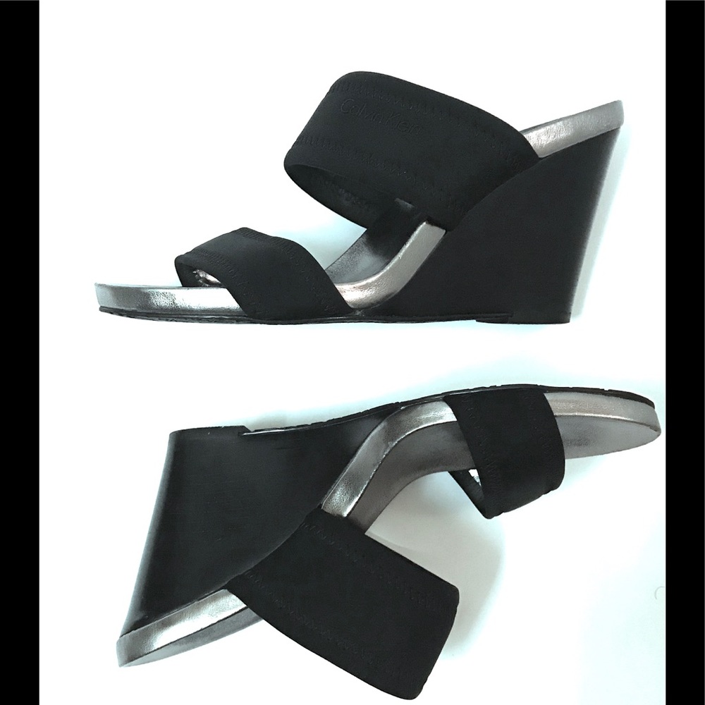 Calvin Klein Farrow Black Neoprene Wedges